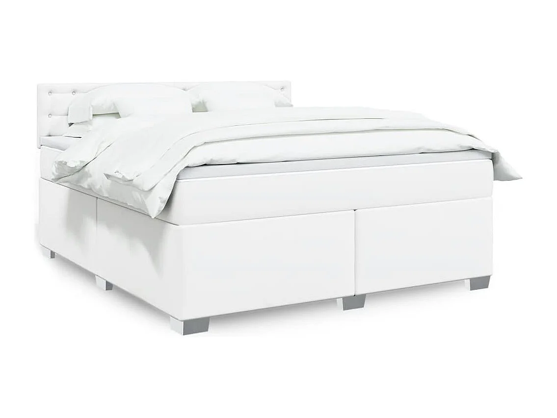 Sommier à lattes de lit avec matelas Blanc 180x200cm Similicuir