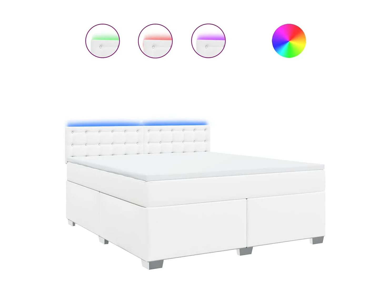 Sommier à lattes de lit avec matelas Blanc 180x200cm Similicuir