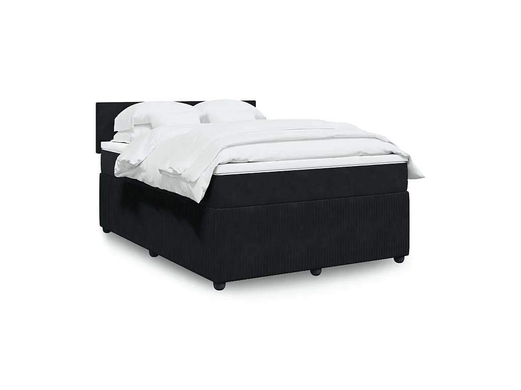 Sommier à lattes de lit avec matelas Noir 140x190 cm Velours