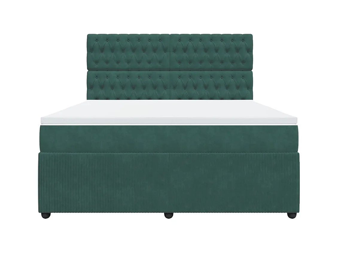 Sommier à lattes de lit et matelas Vert foncé 180x200cm Velours