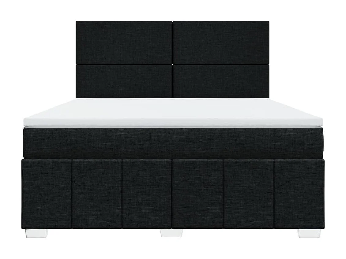 Sommier à lattes de lit avec matelas Noir 180x200 cm Tissu
