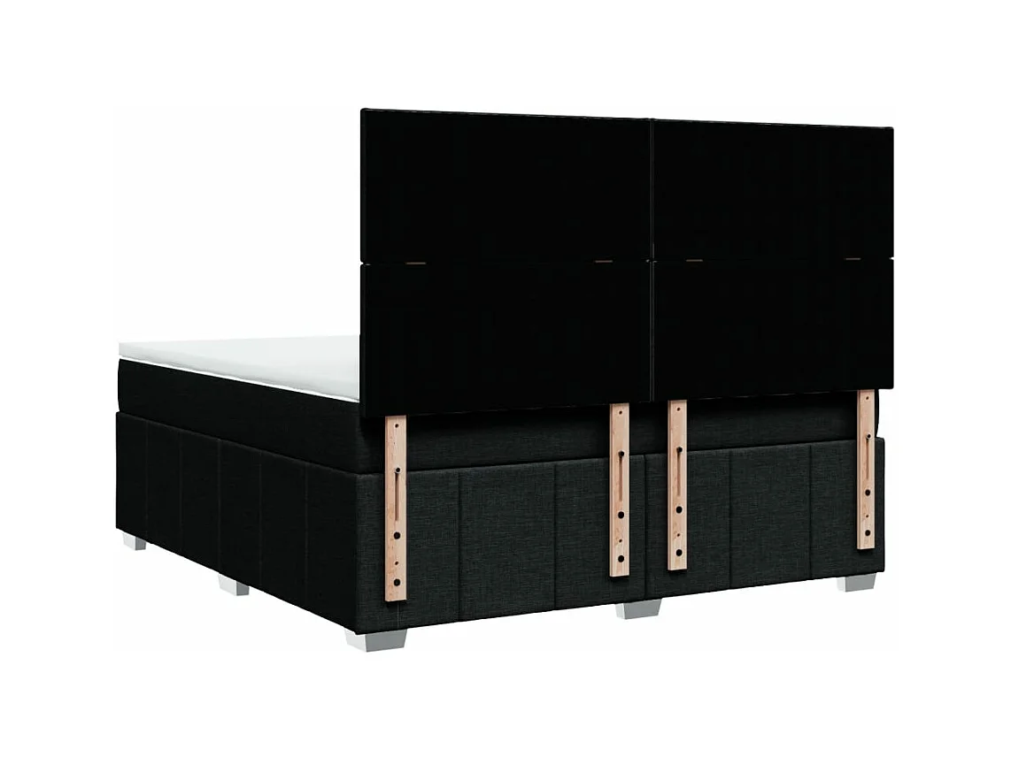 Cama box spring con colchón tela negro 180x200 cm