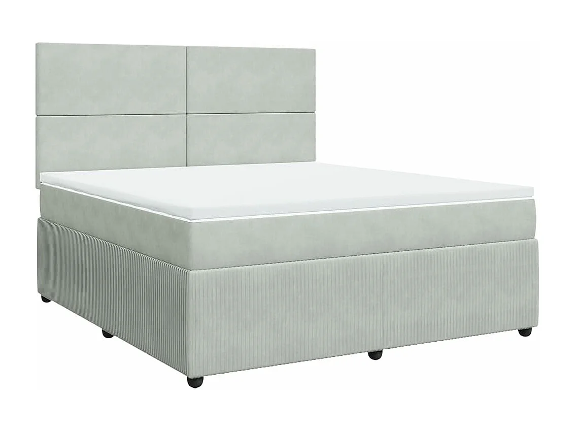 Cama box spring con colchón terciopelo gris claro 180x200 cm