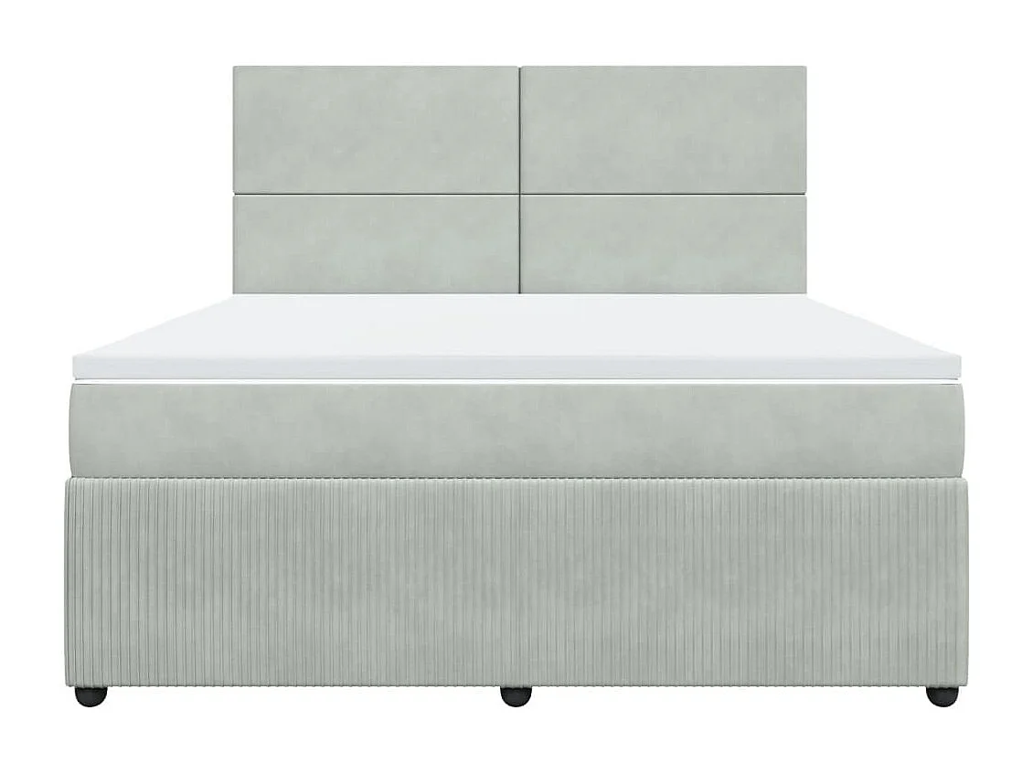 Cama box spring con colchón terciopelo gris claro 180x200 cm