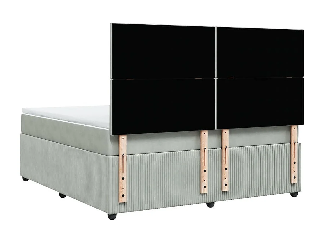 Cama box spring con colchón terciopelo gris claro 180x200 cm
