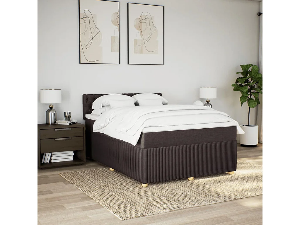 Cama com molas/colchão 140x190 cm tecido castanho-escuro