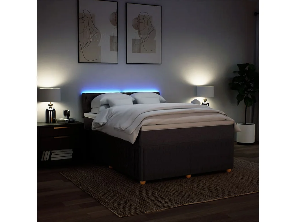 Cama com molas/colchão 140x190 cm tecido castanho-escuro