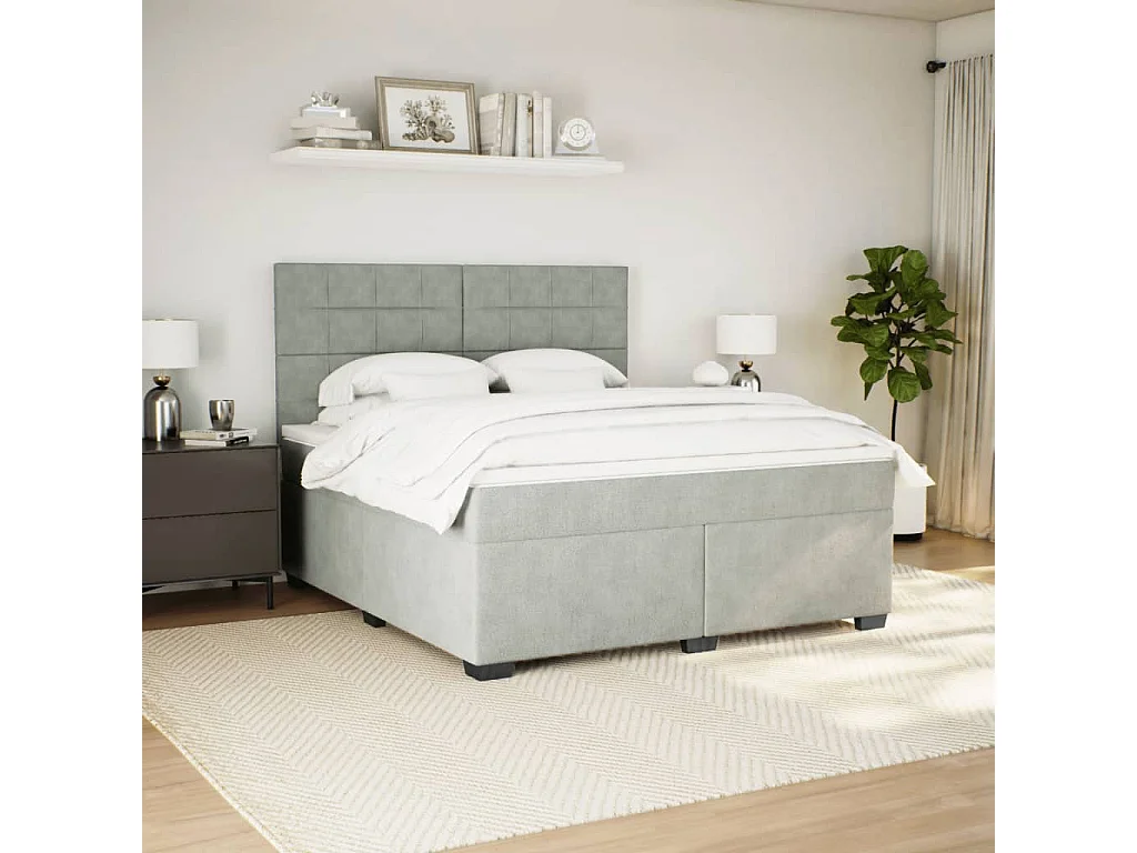 Boxspring met matras fluweel lichtgrijs 180x200 cm