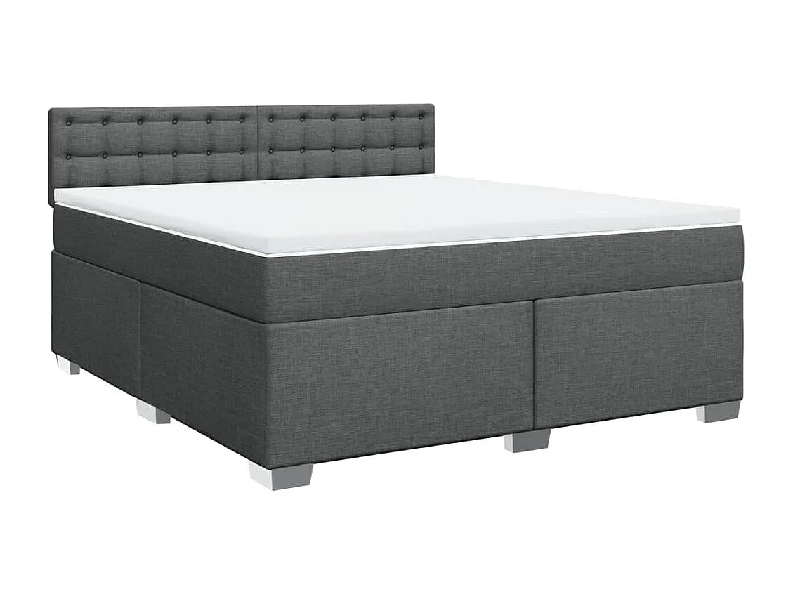 Cama box spring con colchón tela gris oscuro 180x200 cm