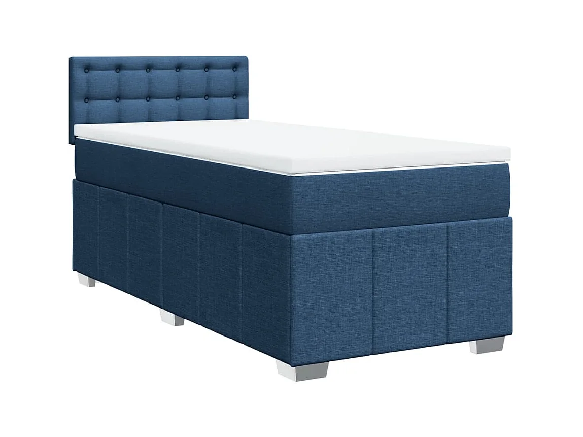 Sommier à lattes de lit avec matelas Bleu 90x190 cm Tissu