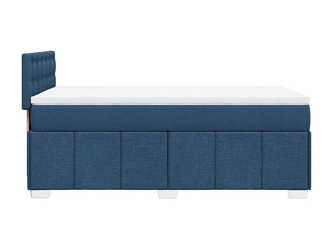 Cama box spring con colchón tela azul 90x190 cm