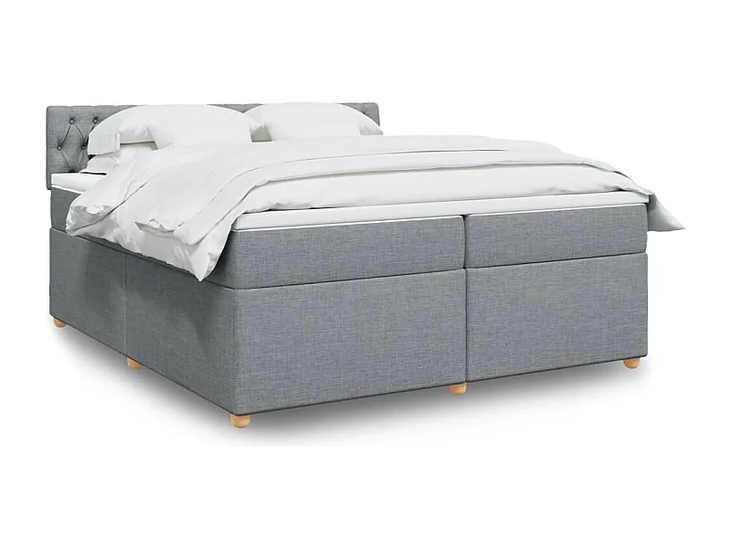 Sommier à lattes de lit avec matelas Gris clair 200x200cm Tissu