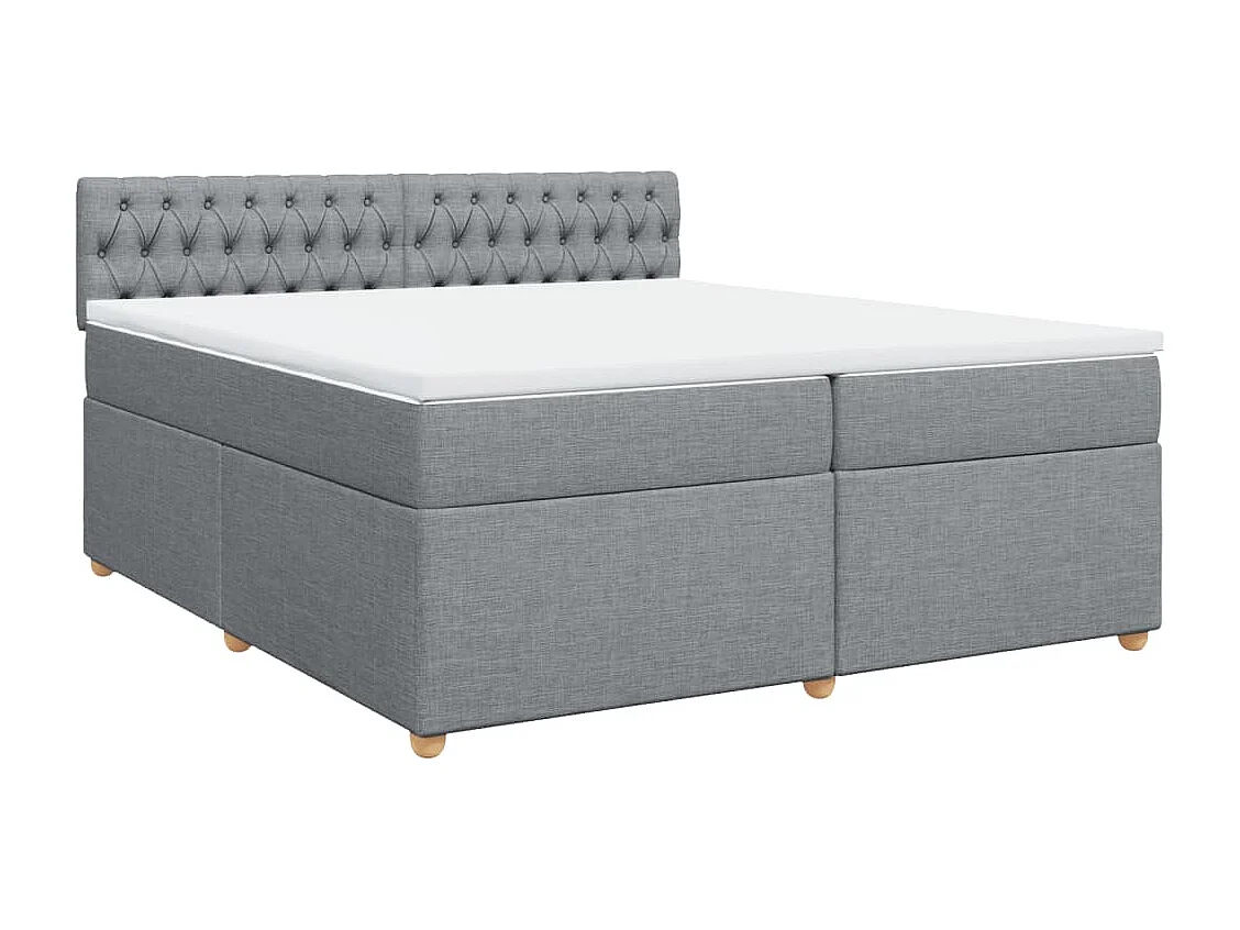 Sommier à lattes de lit avec matelas Gris clair 200x200cm Tissu