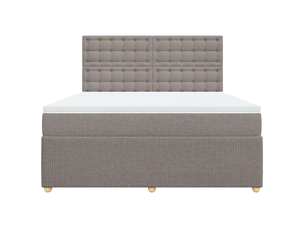 Cama box spring con colchón tela gris taupe 180x200 cm
