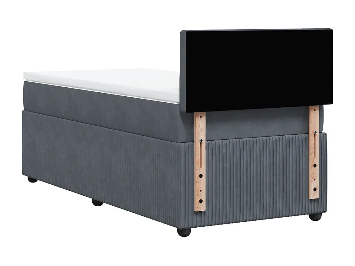 Cama box spring con colchón terciopelo gris oscuro 100x200 cm
