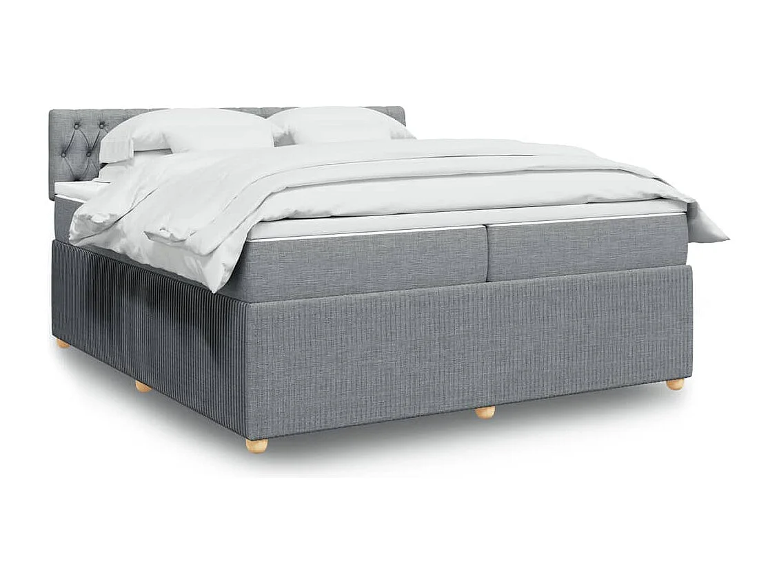 Sommier à lattes de lit avec matelas Gris clair 200x200cm Tissu