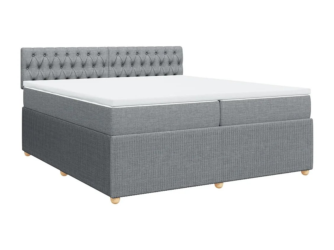 Sommier à lattes de lit avec matelas Gris clair 200x200cm Tissu