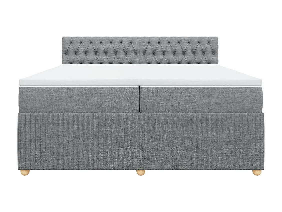 Sommier à lattes de lit avec matelas Gris clair 200x200cm Tissu