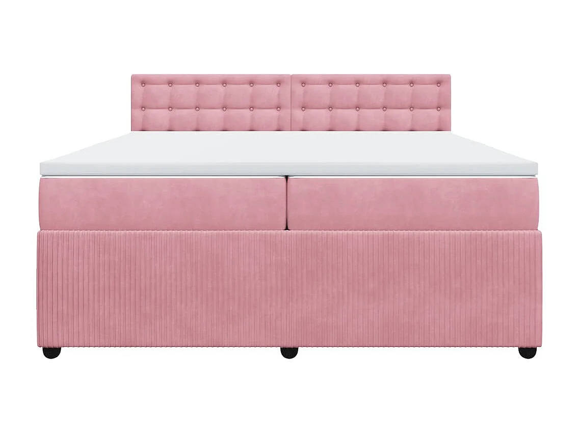 Cama com molas/colchão 200x200 cm veludo rosa