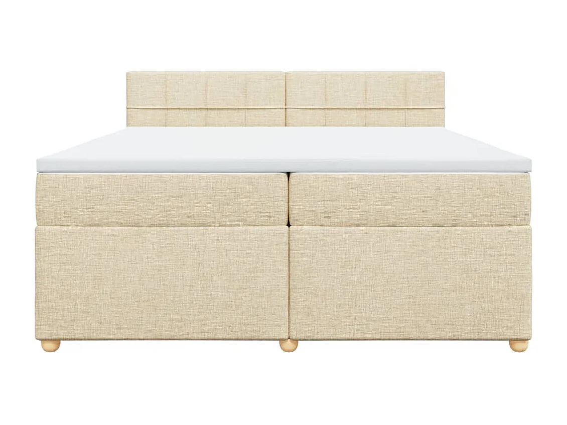 Sommier à lattes de lit avec matelas Crème 200x200 cm Tissu