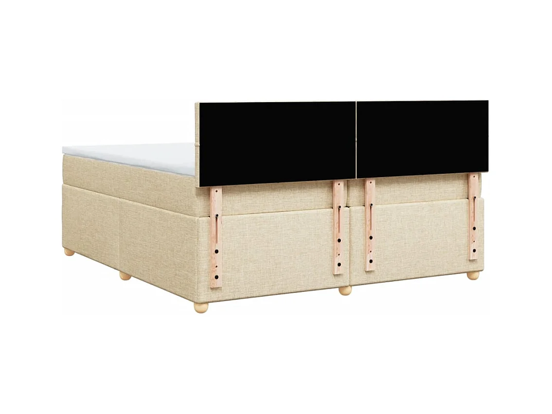 Cama box spring con colchón tela color crema 200x200 cm