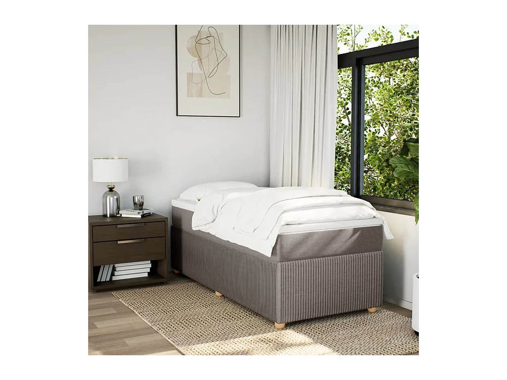 Sommier à lattes de lit avec matelas Taupe 90x190 cm Tissu