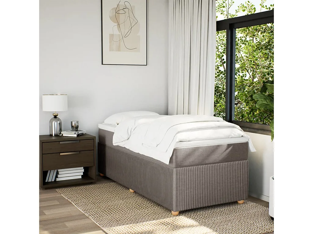 Sommier à lattes de lit avec matelas Taupe 90x190 cm Tissu