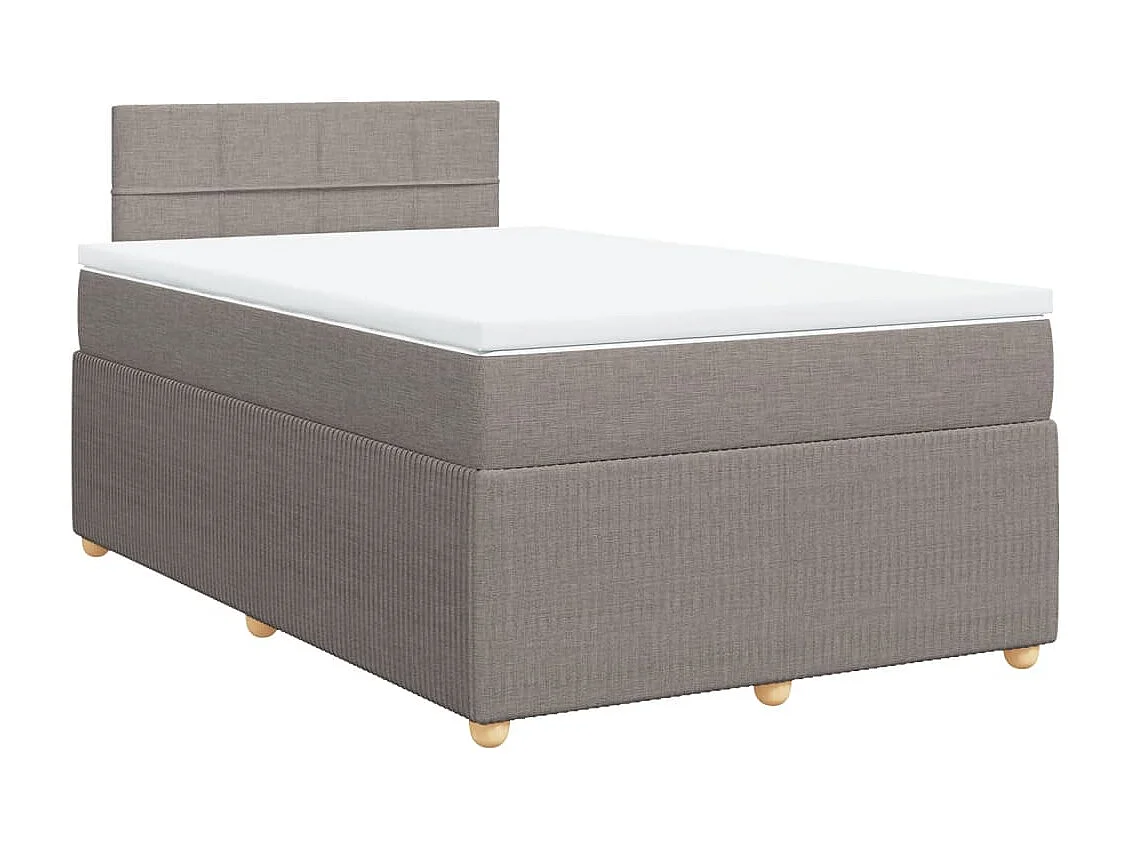 Cama box spring con colchón tela gris taupe 120x200 cm