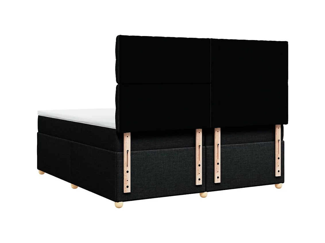 Sommier à lattes de lit avec matelas Noir 200x200 cm Tissu