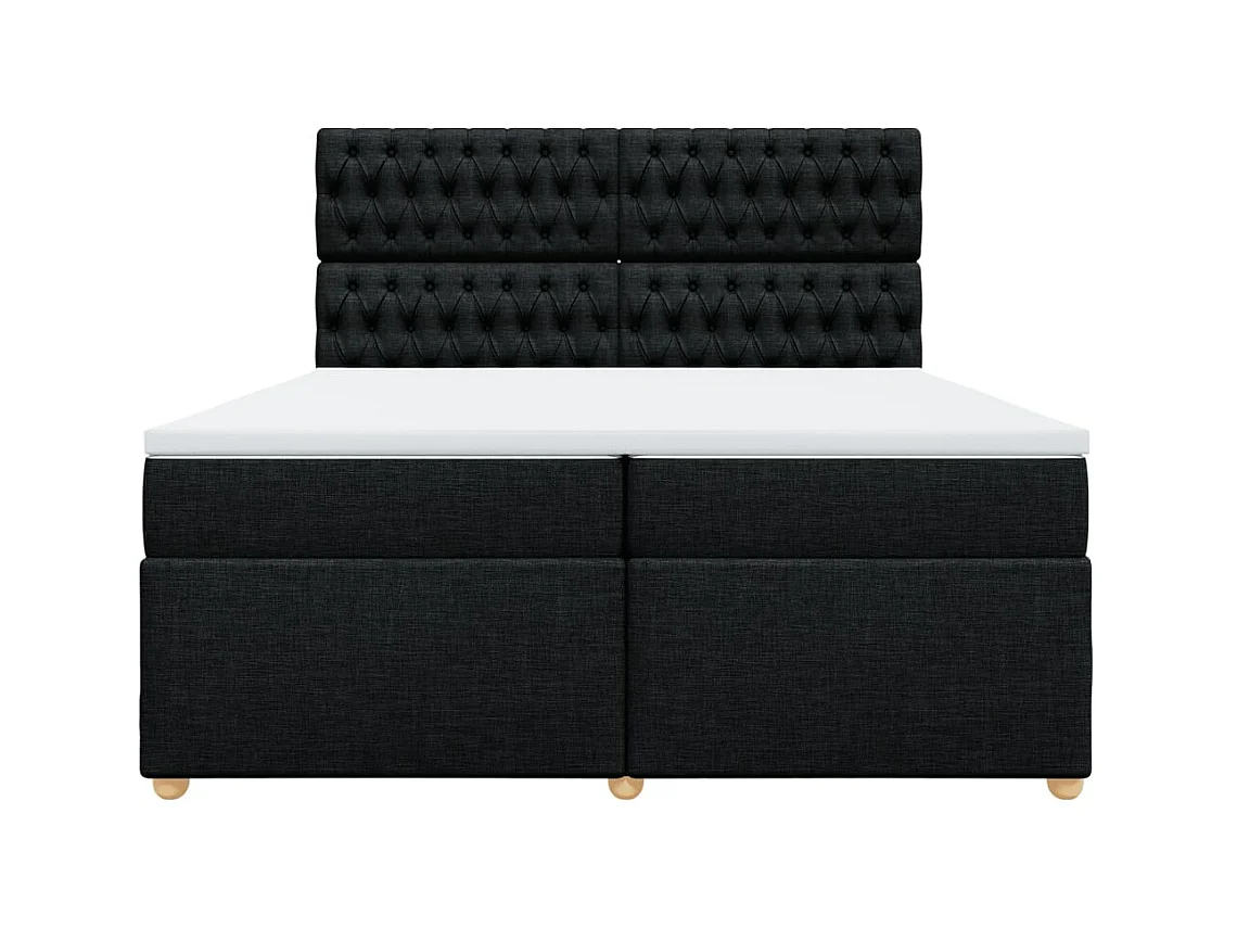 Sommier à lattes de lit avec matelas Noir 200x200 cm Tissu