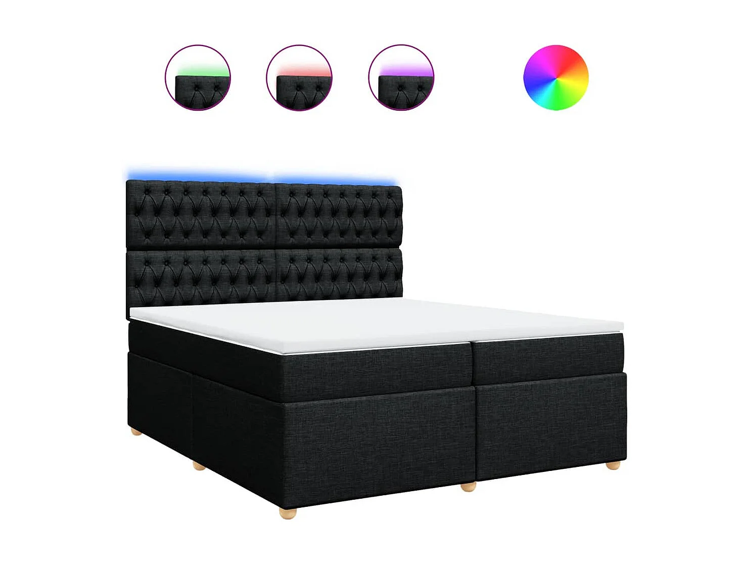 Sommier à lattes de lit avec matelas Noir 200x200 cm Tissu