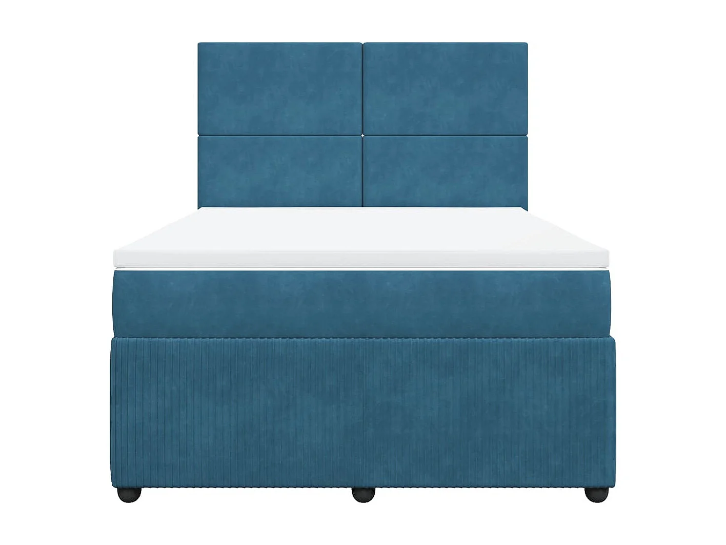Cama box spring con colchón terciopelo azul oscuro 140x200 cm