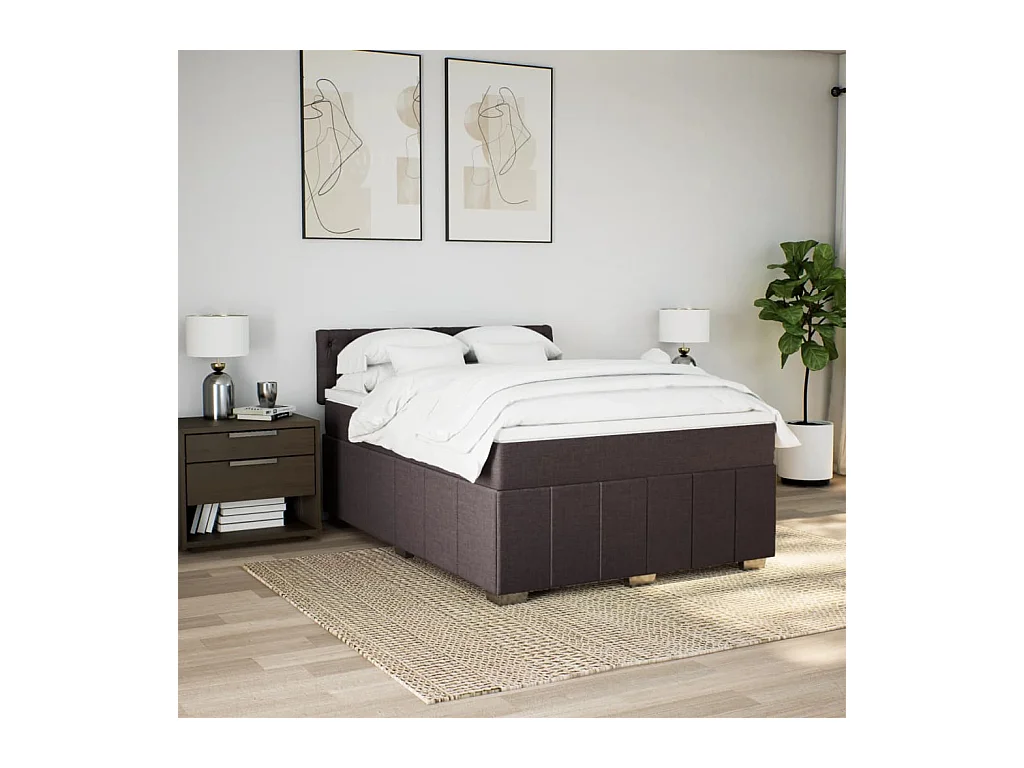 Sommier à lattes de lit avec matelas Marron foncé 160x200 cm