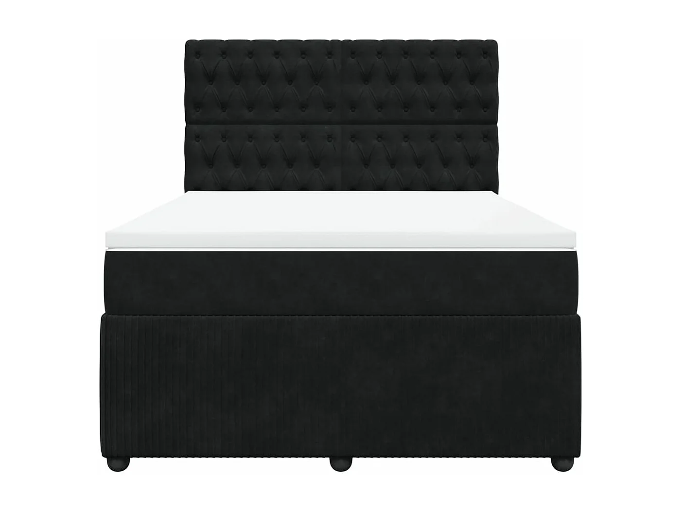 Cama box spring con colchón terciopelo negro 140x190 cm