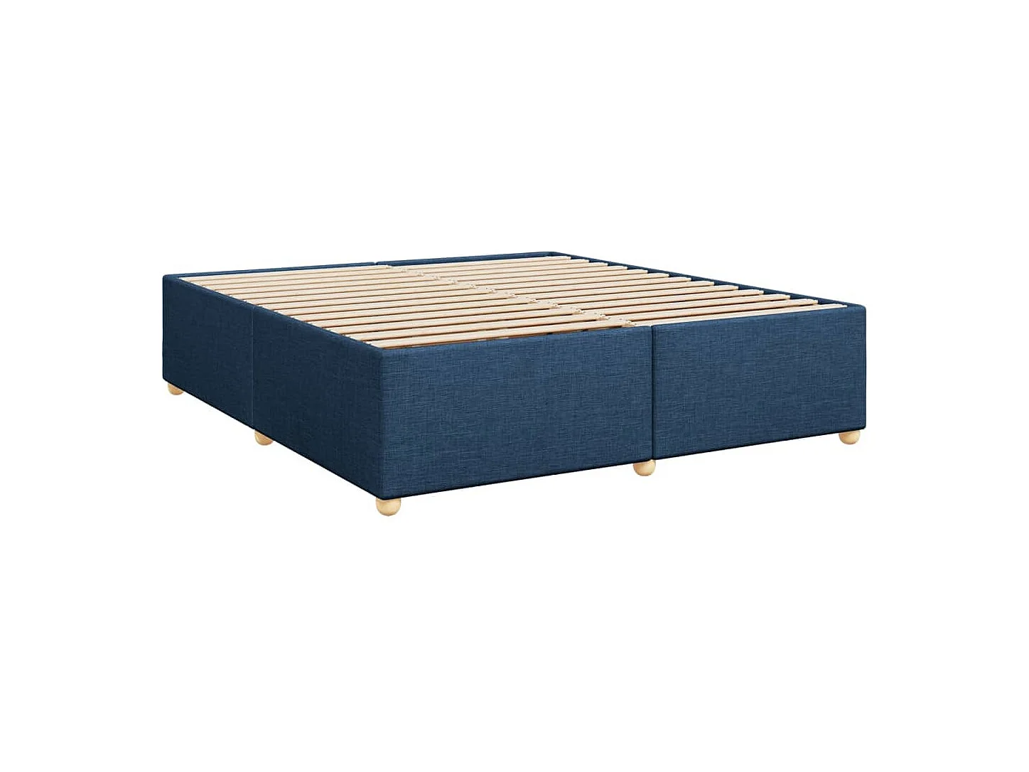 Cama box spring con colchón tela azul 180x200 cm
