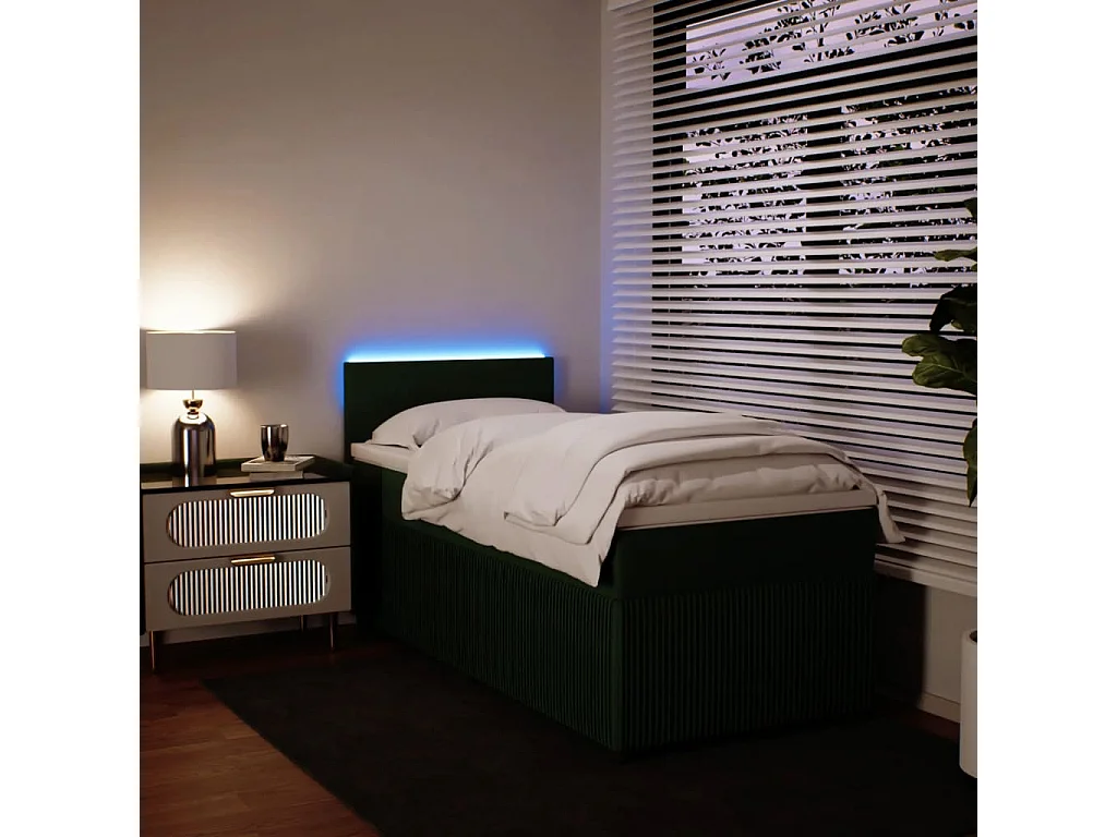 Boxspring met matras fluweel donkergroen 90x190 cm