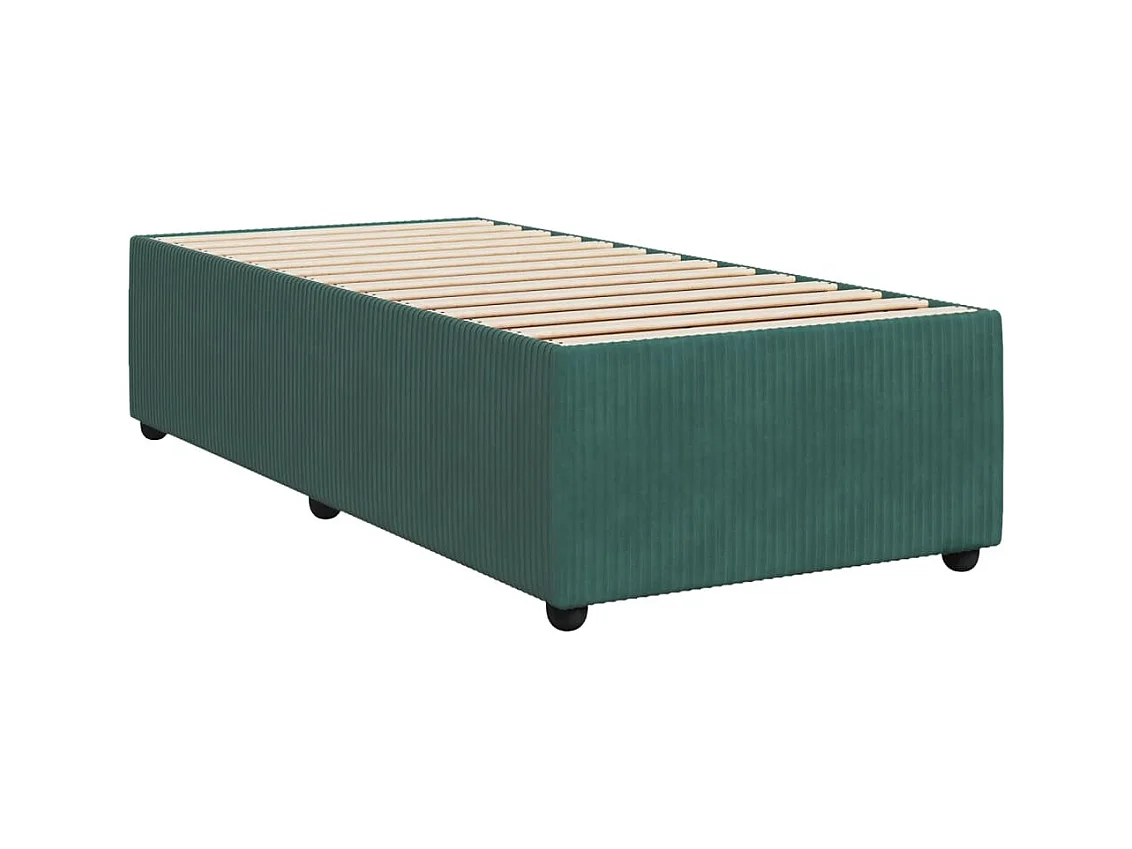 Cama com molas/colchão 90x190 cm veludo verde-escuro