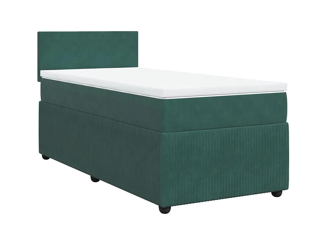 Cama com molas/colchão 90x190 cm veludo verde-escuro