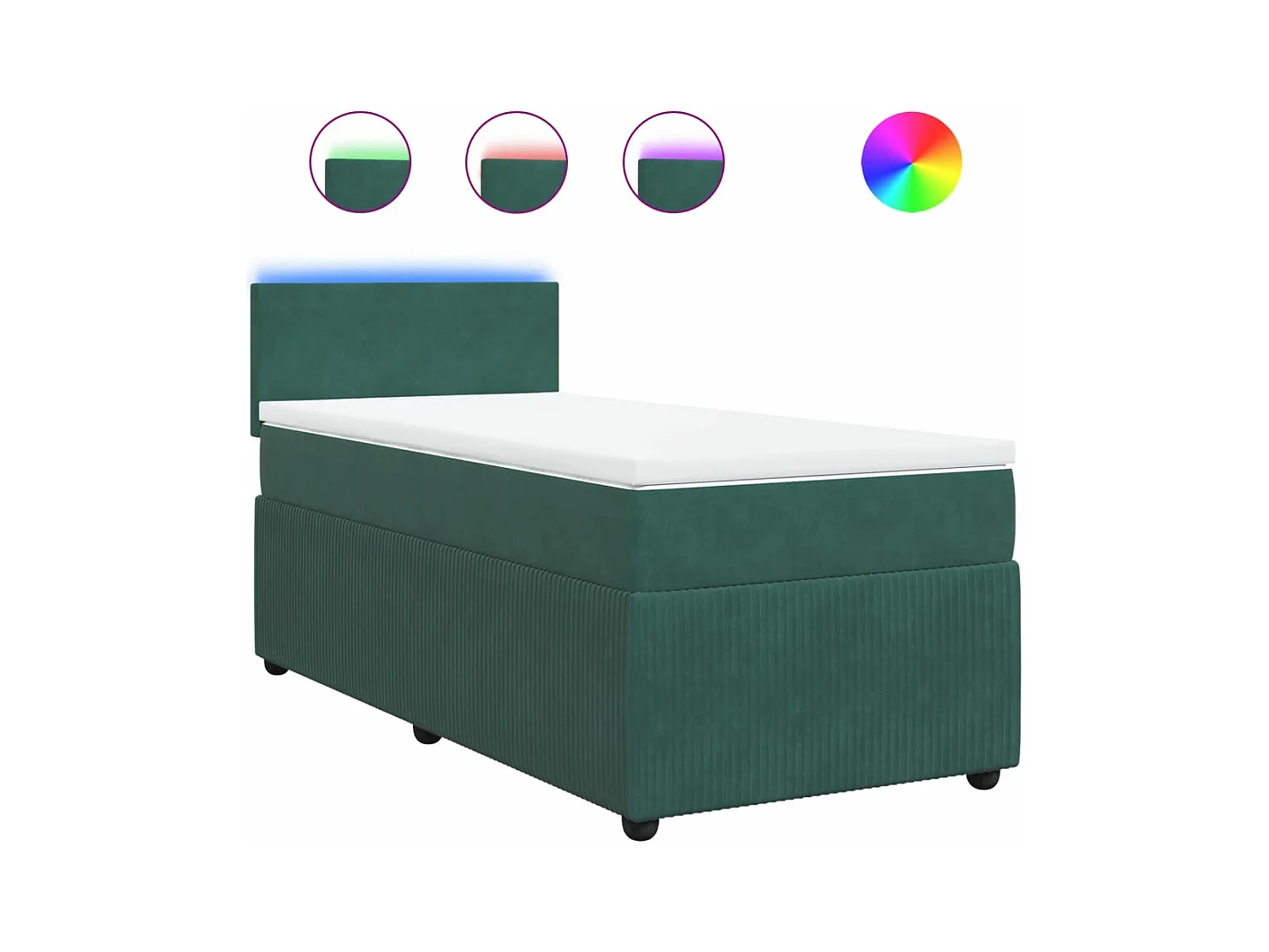 Cama com molas/colchão 90x190 cm veludo verde-escuro