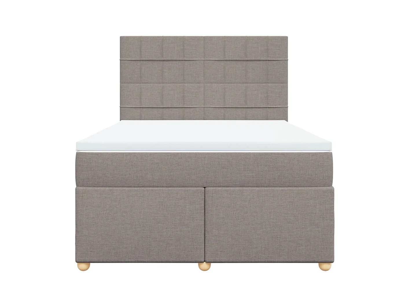 Cama box spring con colchón tela gris taupe 140x200 cm