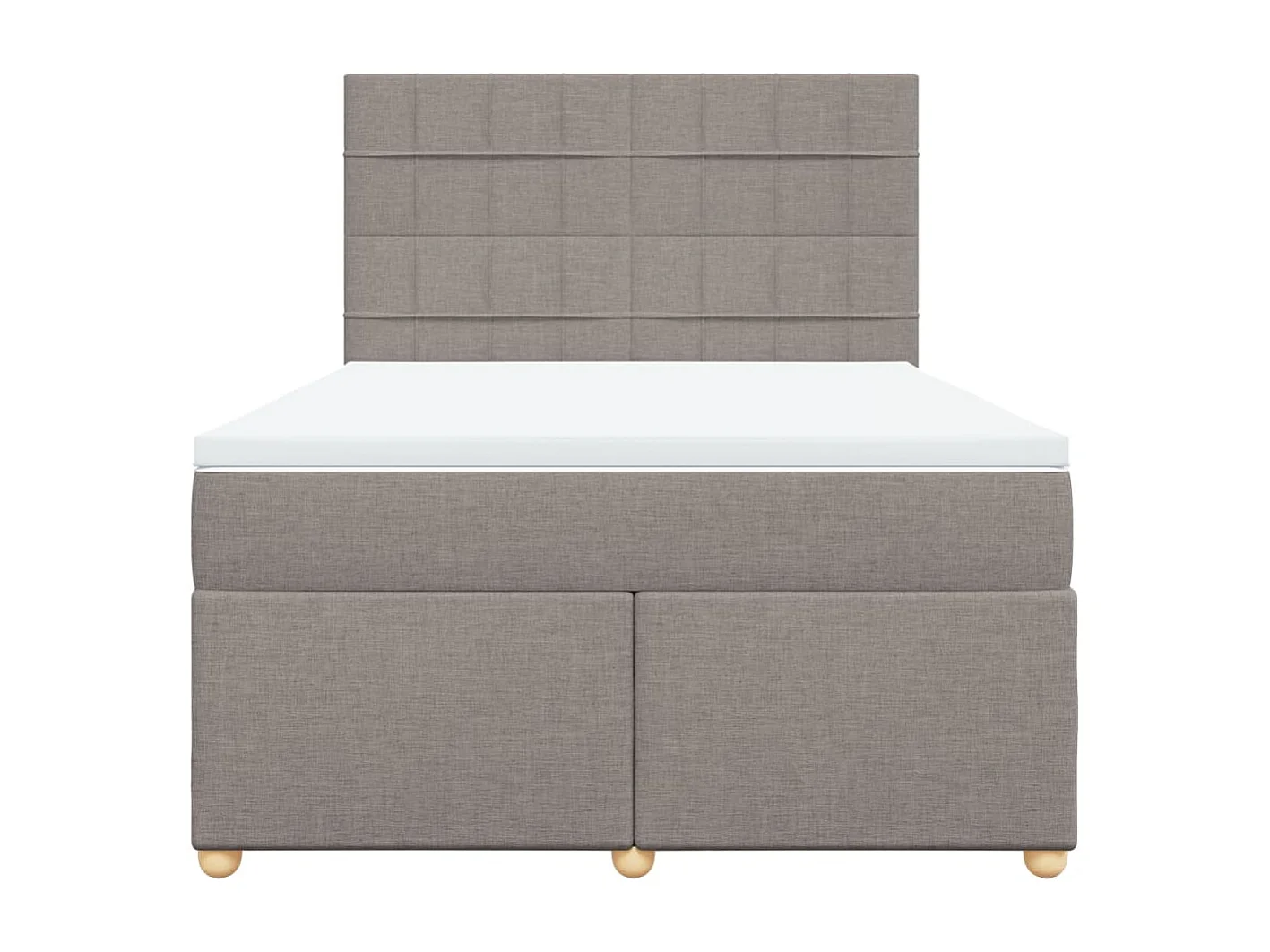 Cama box spring con colchón tela gris taupe 140x200 cm