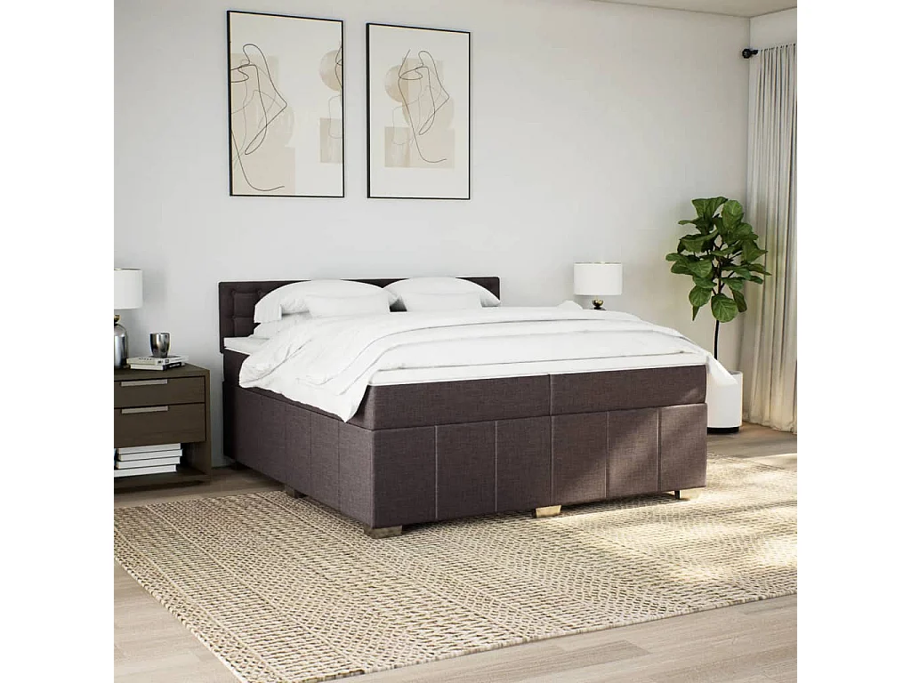 Sommier à lattes de lit avec matelas Marron foncé 200x200 cm