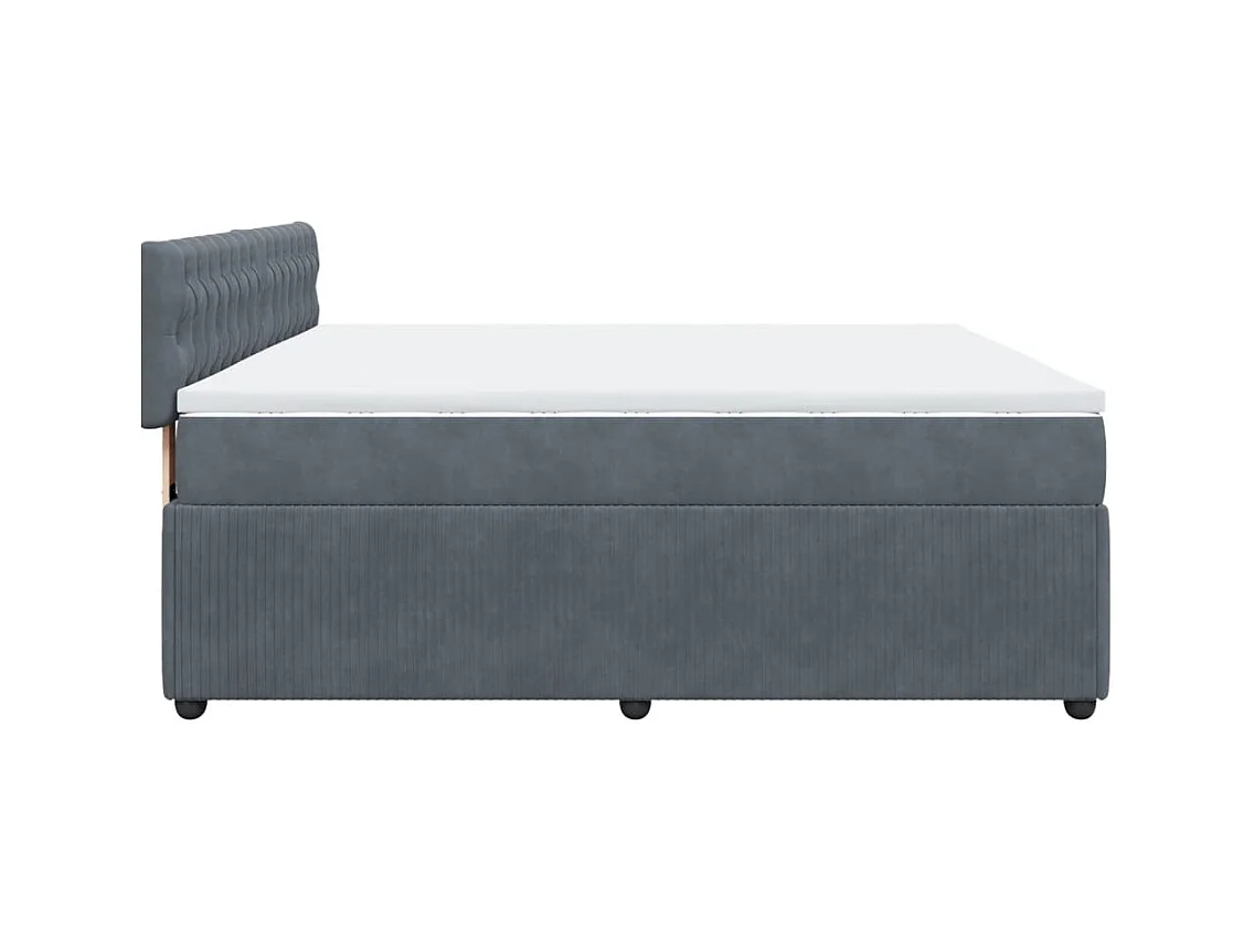 Cama box spring con colchón terciopelo gris oscuro 180x200 cm