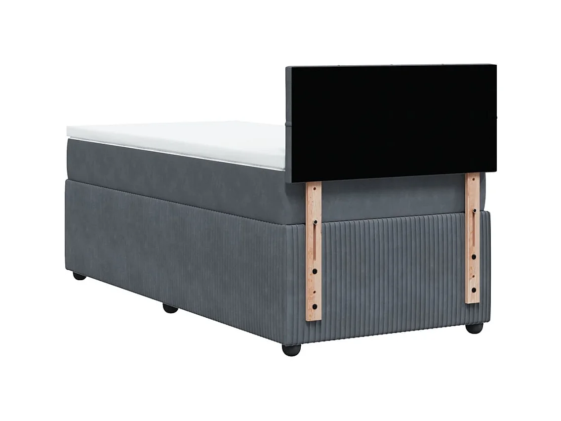Sommier à lattes de lit et matelas Gris foncé 90x200 cm Velours