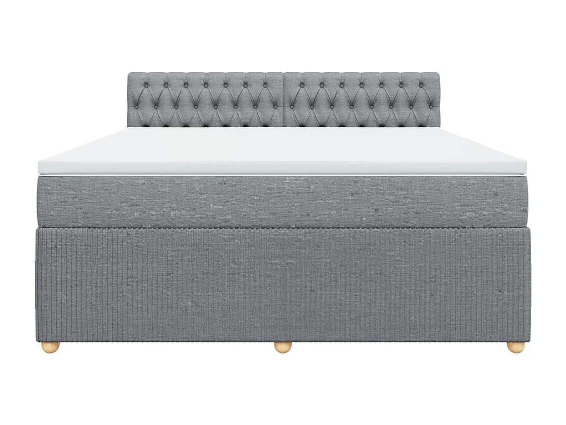 Cama box spring con colchón tela gris claro 180x200 cm
