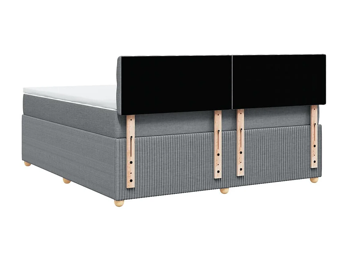 Cama box spring con colchón tela gris claro 180x200 cm
