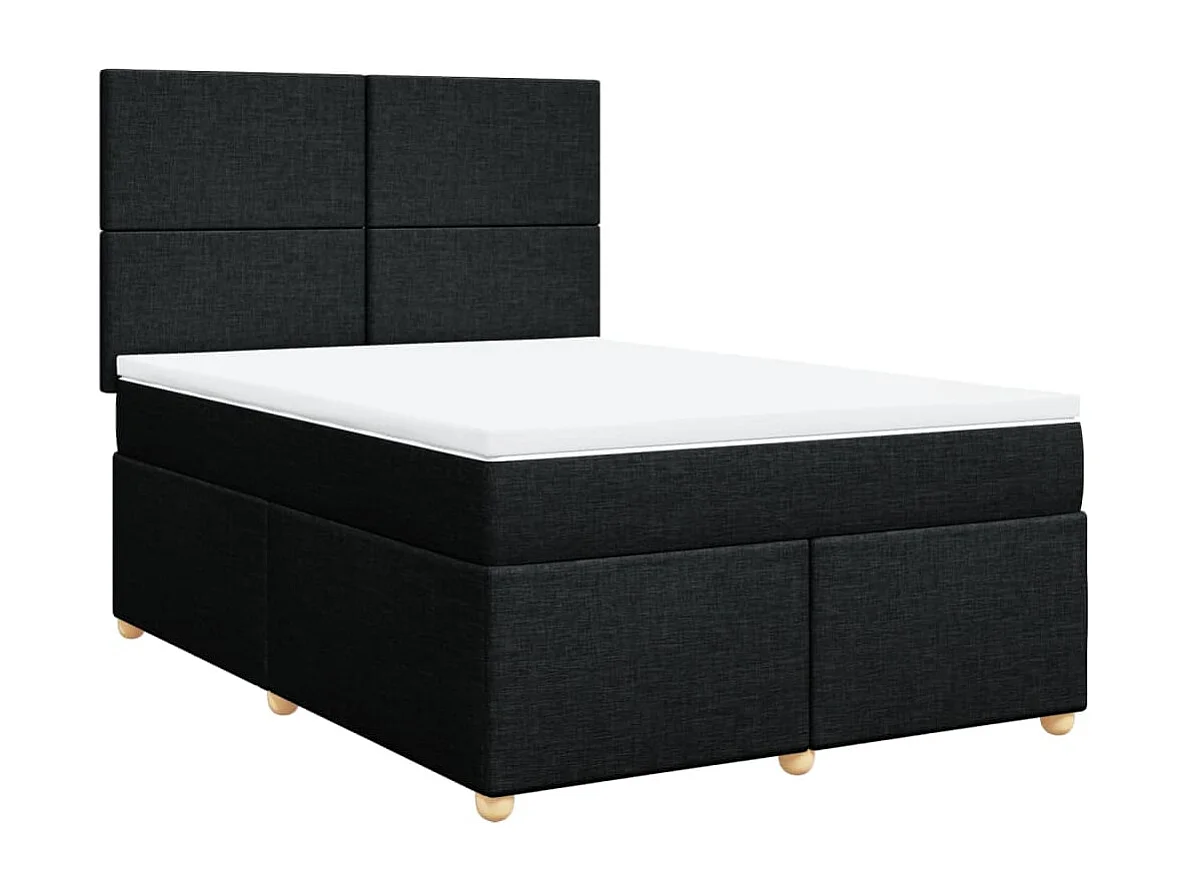 Cama box spring con colchón tela negro 160x200 cm
