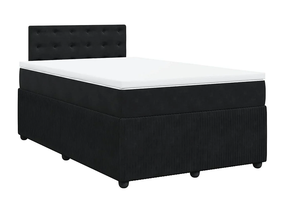 Cama box spring con colchón terciopelo negro 120x200 cm