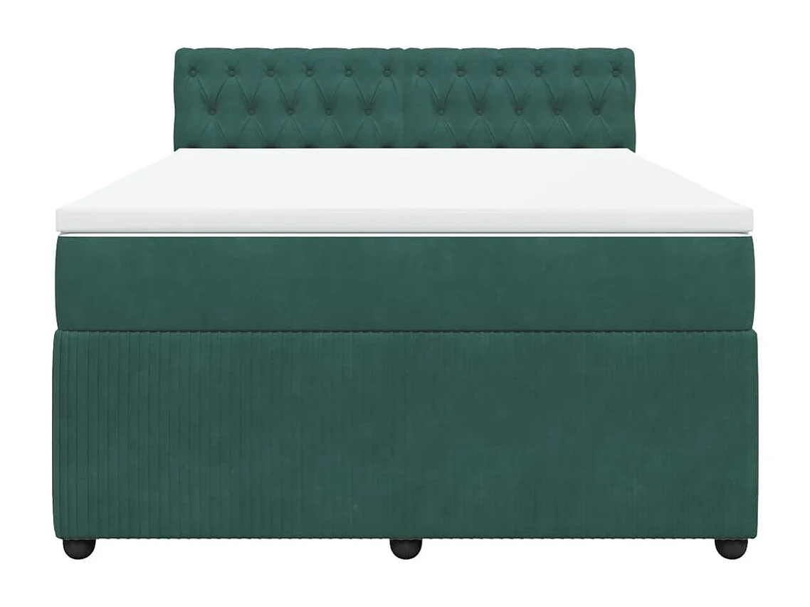 Boxspring met matras fluweel donkergroen 140x200 cm
