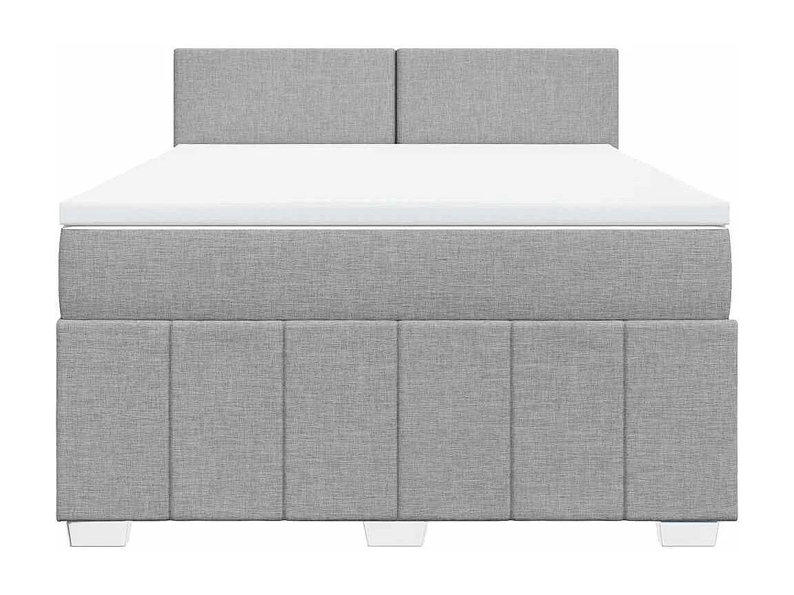 Cama box spring con colchón tela gris claro 140x200 cm